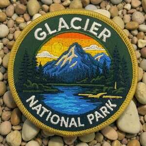 Glacier National Park Patch – Embroidered Vintage Style Mountain Iron On Badge